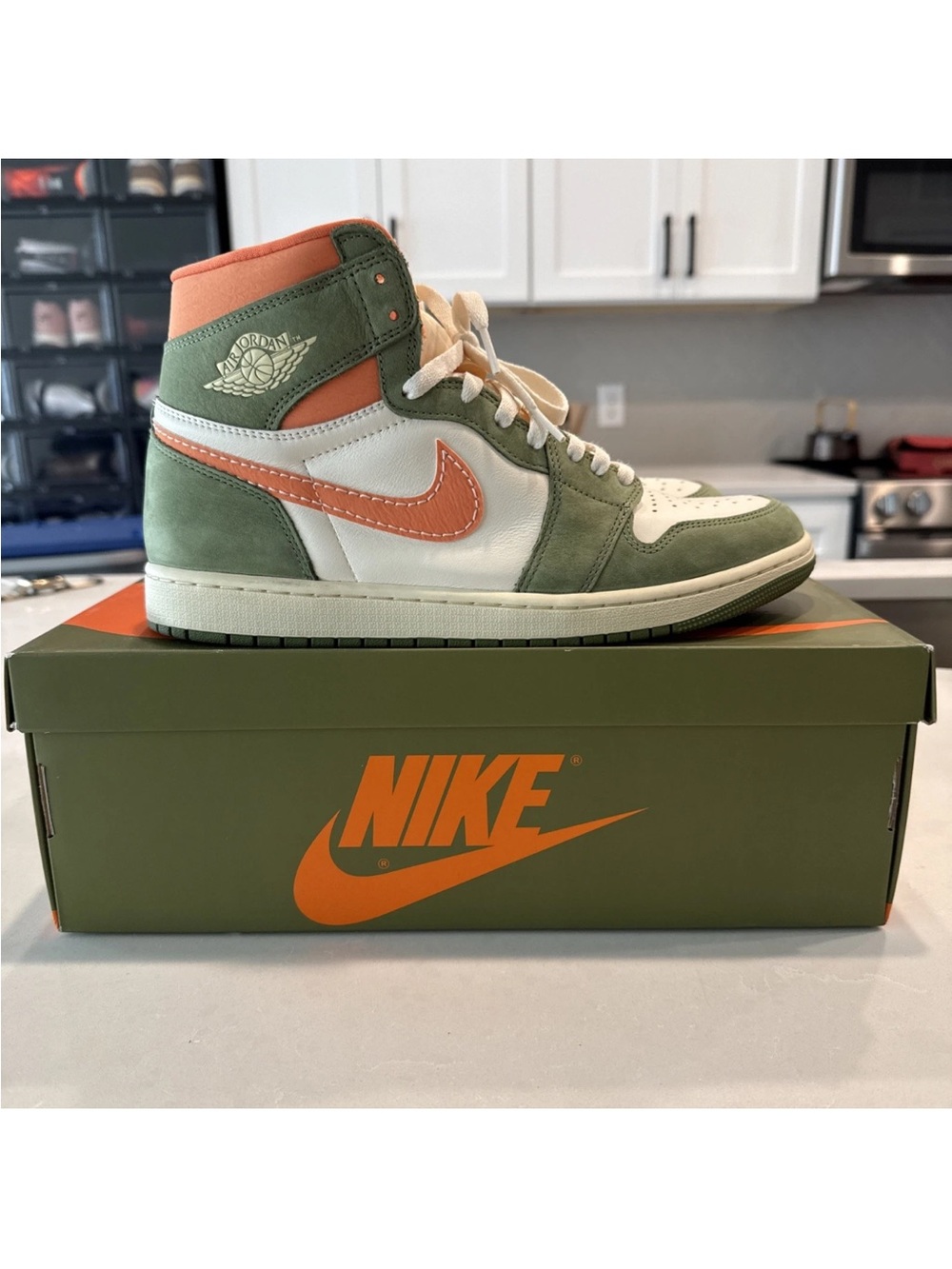 Nike Air Jordan 1 High OG White Olive Green Peach